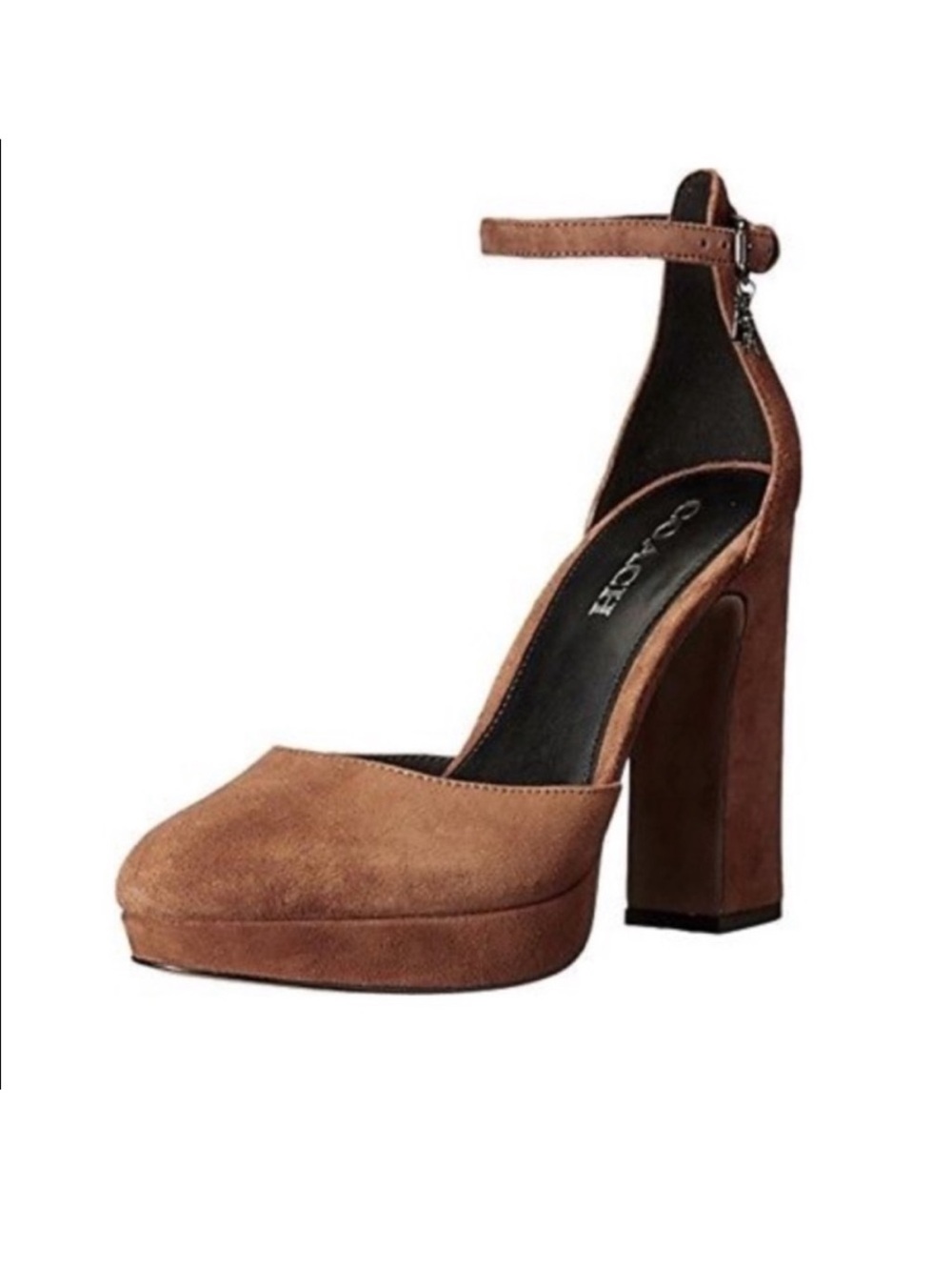 Coach Chestnut Suede Platform Ankle-Strap Pump